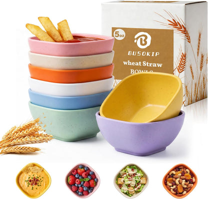 Wheat Straw Bowls 40 OZ, Unbreakable Salad Container for Lunch, Plastic Bowls with Lids, Microwavable Meal Prep Bowls for Cereal, Ramen, Soup, Leftovers - 4 Large Bowls and 4 Lids, Multi