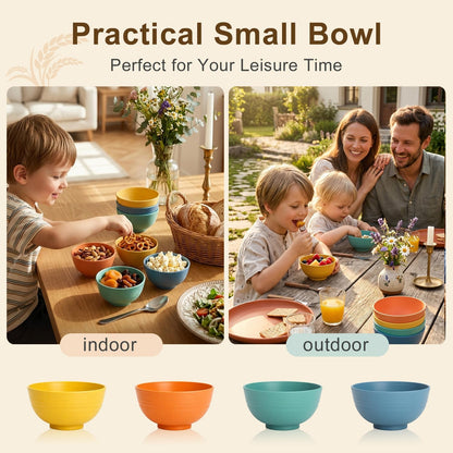 Wheat Straw Bowls 40 OZ, Unbreakable Salad Container for Lunch, Plastic Bowls with Lids, Microwavable Meal Prep Bowls for Cereal, Ramen, Soup, Leftovers - 4 Large Bowls and 4 Lids, Multi