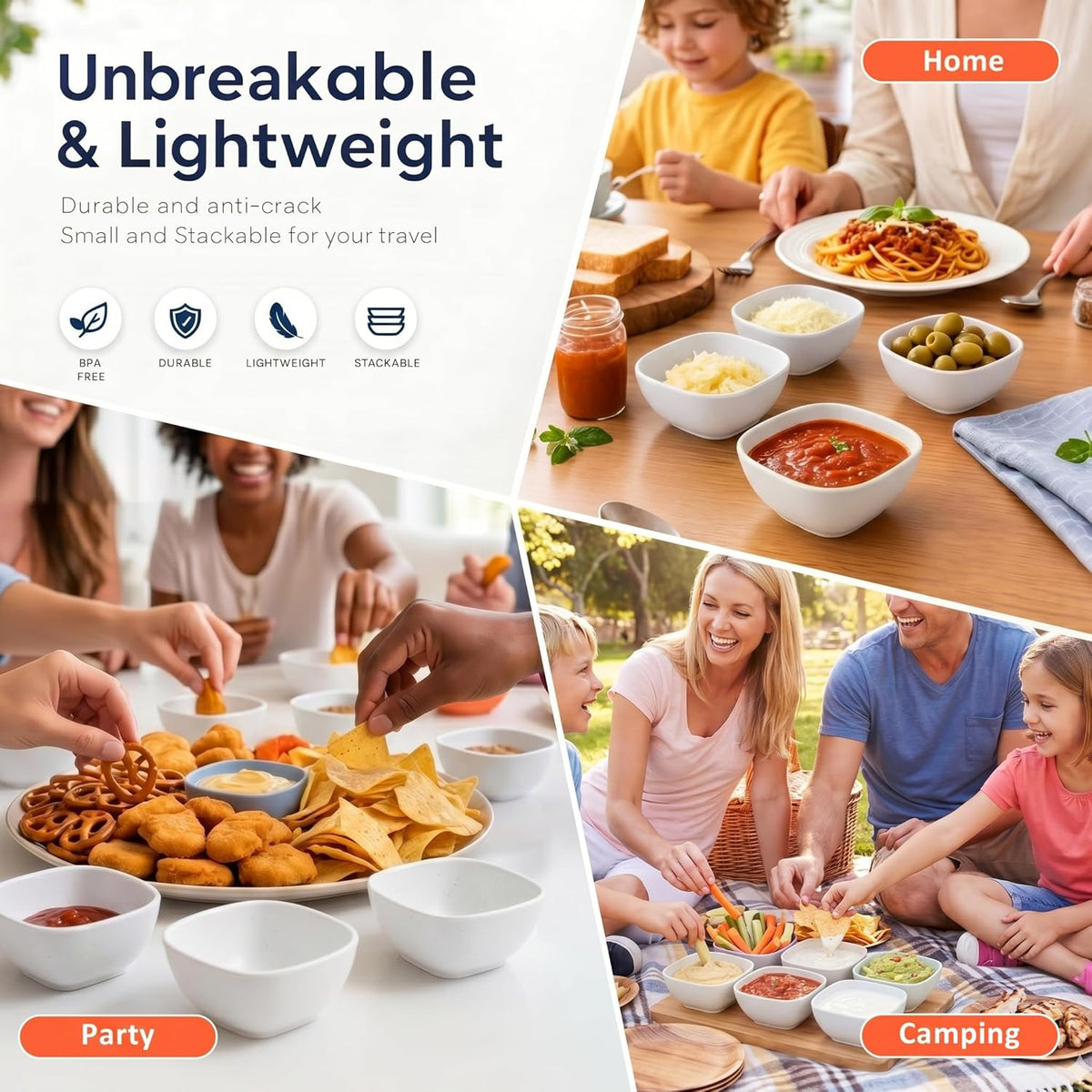 Wheat Straw Bowls 40 OZ, Unbreakable Salad Container for Lunch, Plastic Bowls with Lids, Microwavable Meal Prep Bowls for Cereal, Ramen, Soup, Leftovers - 4 Large Bowls and 4 Lids, Multi