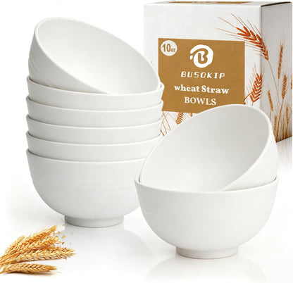 Wheat Straw Bowls 40 OZ, Unbreakable Salad Container for Lunch, Plastic Bowls with Lids, Microwavable Meal Prep Bowls for Cereal, Ramen, Soup, Leftovers - 4 Large Bowls and 4 Lids, Multi