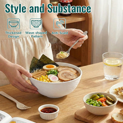 Wheat Straw Bowls 40 OZ, Unbreakable Salad Container for Lunch, Plastic Bowls with Lids, Microwavable Meal Prep Bowls for Cereal, Ramen, Soup, Leftovers - 4 Large Bowls and 4 Lids, Multi