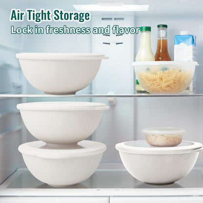 Wheat Straw Bowls 40 OZ, Unbreakable Salad Container for Lunch, Plastic Bowls with Lids, Microwavable Meal Prep Bowls for Cereal, Ramen, Soup, Leftovers - 4 Large Bowls and 4 Lids, Multi