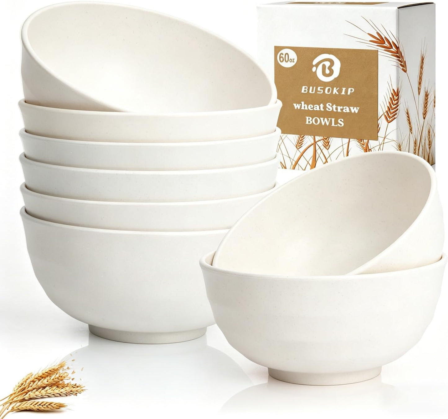 Wheat Straw Bowls 40 OZ, Unbreakable Salad Container for Lunch, Plastic Bowls with Lids, Microwavable Meal Prep Bowls for Cereal, Ramen, Soup, Leftovers - 4 Large Bowls and 4 Lids, Multi