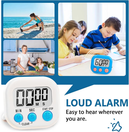12 Pack Multi-Function Digital Timers, Magnetic Large LCD Display Loud Alarm Countdown Timers, Extensively Use in Classroom, Break Time, Gym, Meeting, Cooking