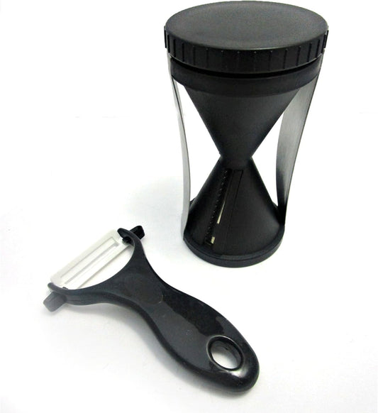 Premium Spiral Slicer with Ceramic Peeler - Black - Sharp, Durable, Rust-Resistant