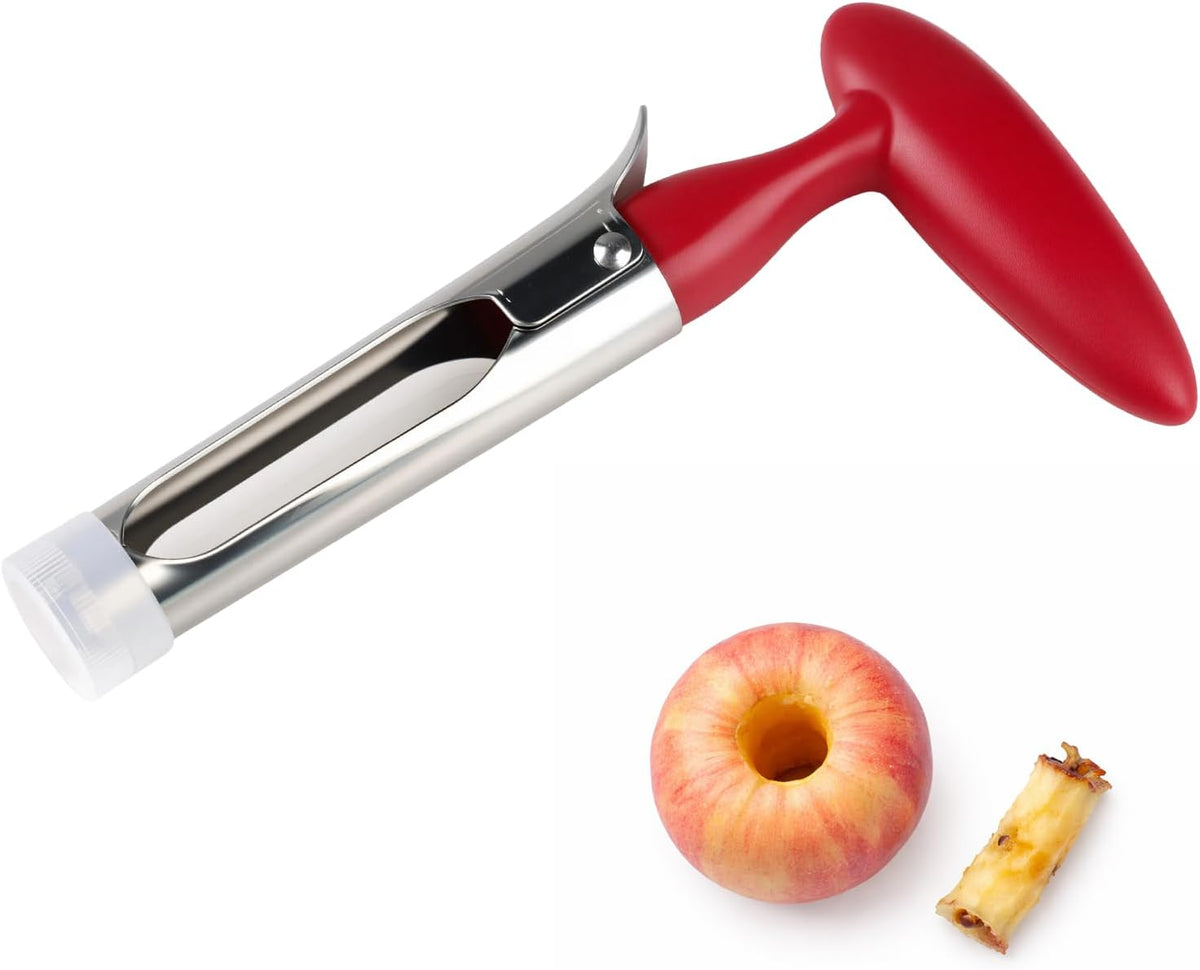 Apple Corer Tool, Ultra Sharp Serrated Blade, 304 Stainless Steel Apple Core Remover with Ergonomic Handle, Easy to Use & Clean, Dishwasher Safe for Apples, Pears & Baking – Red