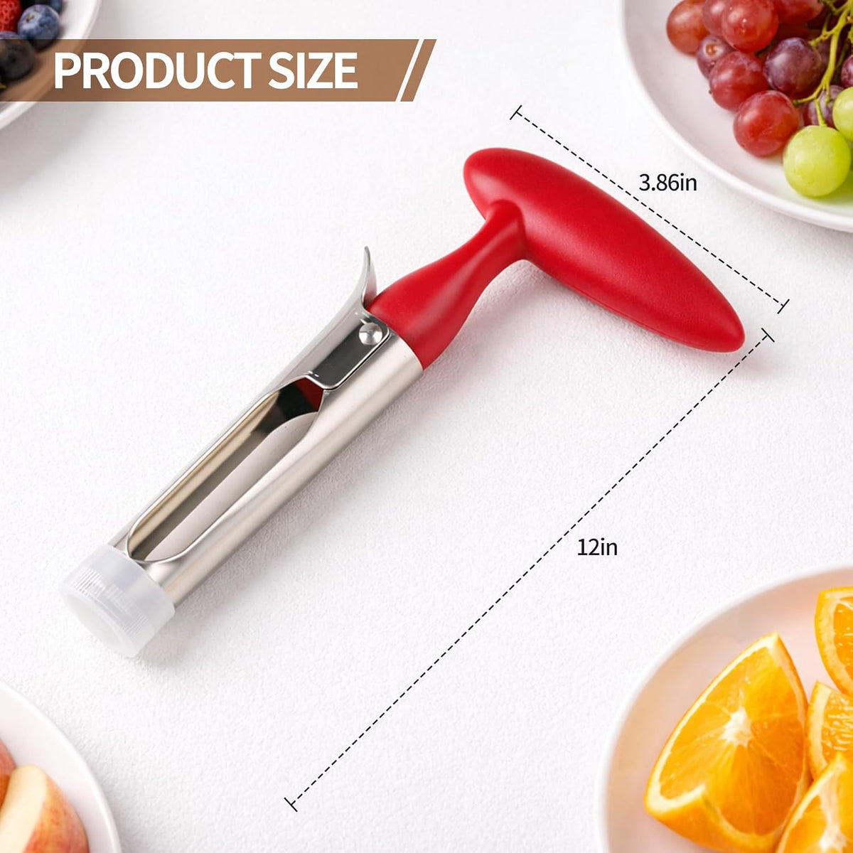 Apple Corer Tool, Ultra Sharp Serrated Blade, 304 Stainless Steel Apple Core Remover with Ergonomic Handle, Easy to Use & Clean, Dishwasher Safe for Apples, Pears & Baking – Red
