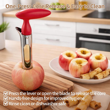 Apple Corer Tool, Ultra Sharp Serrated Blade, 304 Stainless Steel Apple Core Remover with Ergonomic Handle, Easy to Use & Clean, Dishwasher Safe for Apples, Pears & Baking – Red