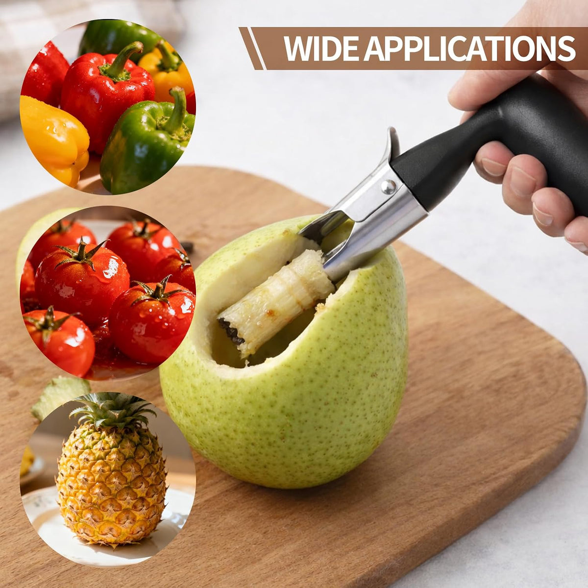Apple Corer Tool, Ultra Sharp Serrated Blade, 304 Stainless Steel Apple Core Remover with Ergonomic Handle, Easy to Use & Clean, Dishwasher Safe for Apples, Pears & Baking – Red