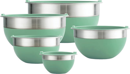 10 Pc Covered Stainless Steel and Silicone Mixing Bowl Set