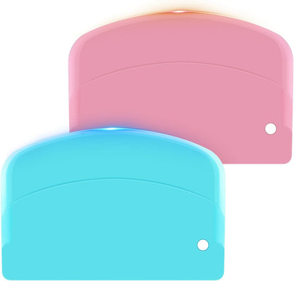 Bowl Scraper Spatula Multipurpose dough Scraper 2PCS, Flexible Plastic Kitchen Pastry Cutter Tool, Food Scrappers for Bread Dough Baking Cake Fondant Icing.