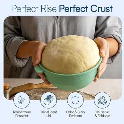 Pizza Dough Proofing Containers with Lids – 4-Pack Silicone Stackable Boxes for Pizza Dough Balls – Airtight, BPA-Free Rising Buckets – Microwave & Freezer Safe Storage Set