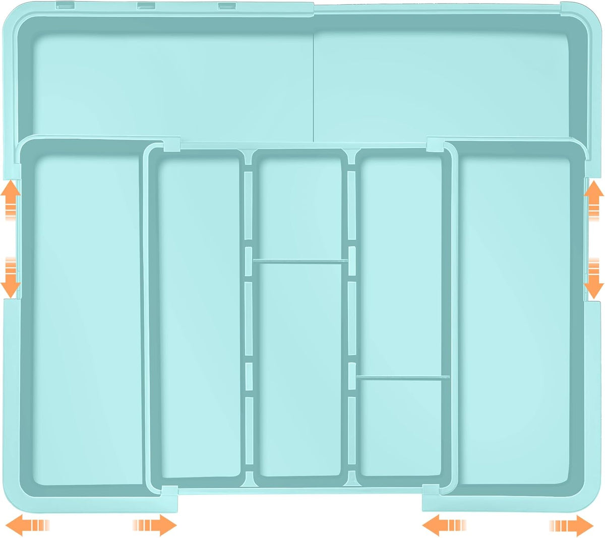 Large Utensil Drawer Organizer Expandable Silverware Organizer for Kitchen Drawer Adjustable Cooking Utensil Holder Cutlery Flatware Tray Spatula Tools Gadgets Storage Dividers Plastic Black