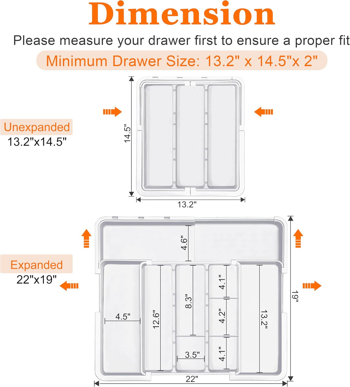 Large Utensil Drawer Organizer Expandable Silverware Organizer for Kitchen Drawer Adjustable Cooking Utensil Holder Cutlery Flatware Tray Spatula Tools Gadgets Storage Dividers Plastic Black