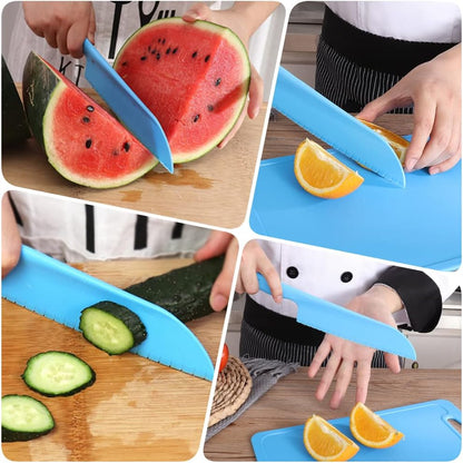Professional Lettuce Knife, 11" Serrated Salad Cutter for Veggies, Fruit, Bread, Cake, Salad, Plastic Kitchen Nylon Knife for Cooking and Cutting to Prevent Turning Brown, Green