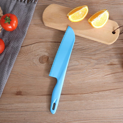 Professional Lettuce Knife, 11" Serrated Salad Cutter for Veggies, Fruit, Bread, Cake, Salad, Plastic Kitchen Nylon Knife for Cooking and Cutting to Prevent Turning Brown, Green