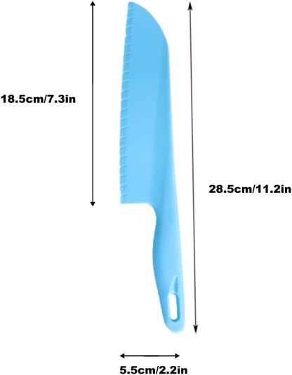 Professional Lettuce Knife, 11" Serrated Salad Cutter for Veggies, Fruit, Bread, Cake, Salad, Plastic Kitchen Nylon Knife for Cooking and Cutting to Prevent Turning Brown, Green