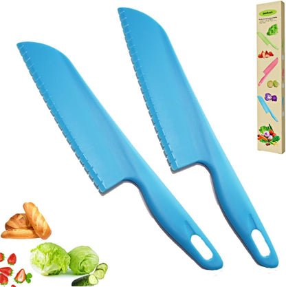 Professional Lettuce Knife, 11" Serrated Salad Cutter for Veggies, Fruit, Bread, Cake, Salad, Plastic Kitchen Nylon Knife for Cooking and Cutting to Prevent Turning Brown, Green