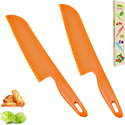 Professional Lettuce Knife, 11" Serrated Salad Cutter for Veggies, Fruit, Bread, Cake, Salad, Plastic Kitchen Nylon Knife for Cooking and Cutting to Prevent Turning Brown, Green