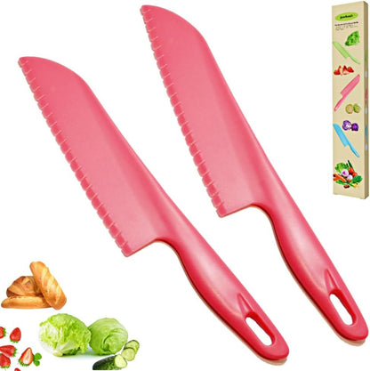 Professional Lettuce Knife, 11" Serrated Salad Cutter for Veggies, Fruit, Bread, Cake, Salad, Plastic Kitchen Nylon Knife for Cooking and Cutting to Prevent Turning Brown, Green
