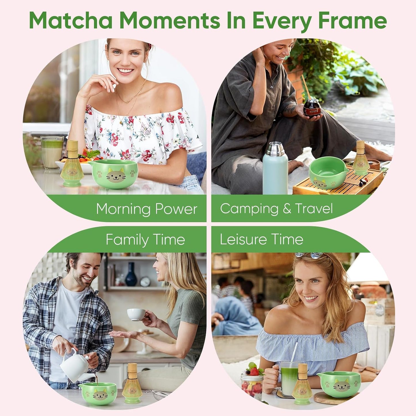 Matcha Whisk Set, 5Pcs Ceramic Matcha Set Includes Matcha Bowl, Matcha Whisk and Holder, Bamboo Scoop and Sifter, Ideal Matcha Bowl Set for Authentic Matcha Tea Experience