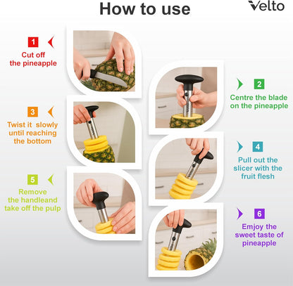 Pineapple Corer and Slicer, Watermelon Slicer, Cube Cutter & Fruit Fork Set