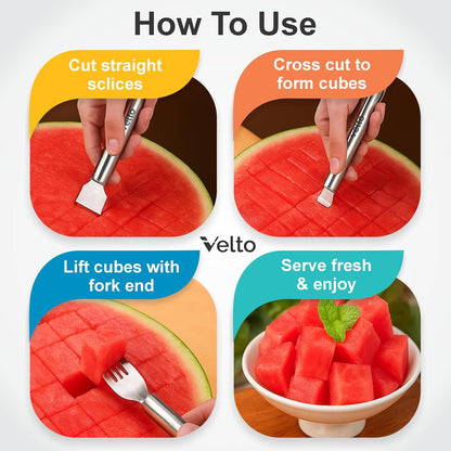 Pineapple Corer and Slicer, Watermelon Slicer, Cube Cutter & Fruit Fork Set