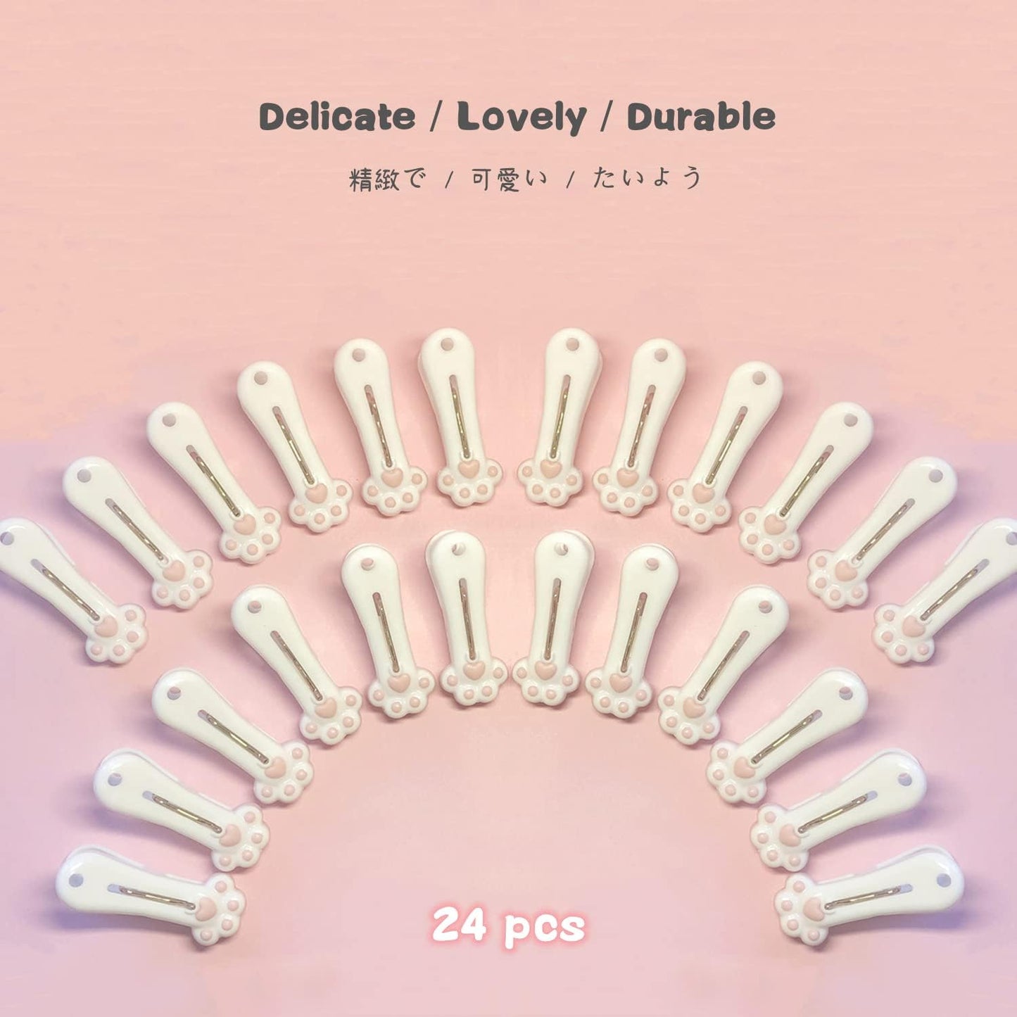 Plastic Clothespins Laundry Clothes Pins-24 Pack, Traceless Clothes Pegs, Bag Clips, Food Package Clip, with Cute Cat Claw Pattern