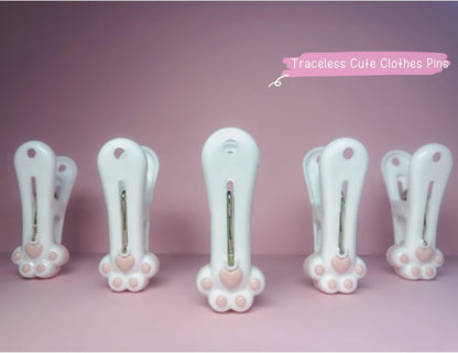 Plastic Clothespins Laundry Clothes Pins-24 Pack, Traceless Clothes Pegs, Bag Clips, Food Package Clip, with Cute Cat Claw Pattern