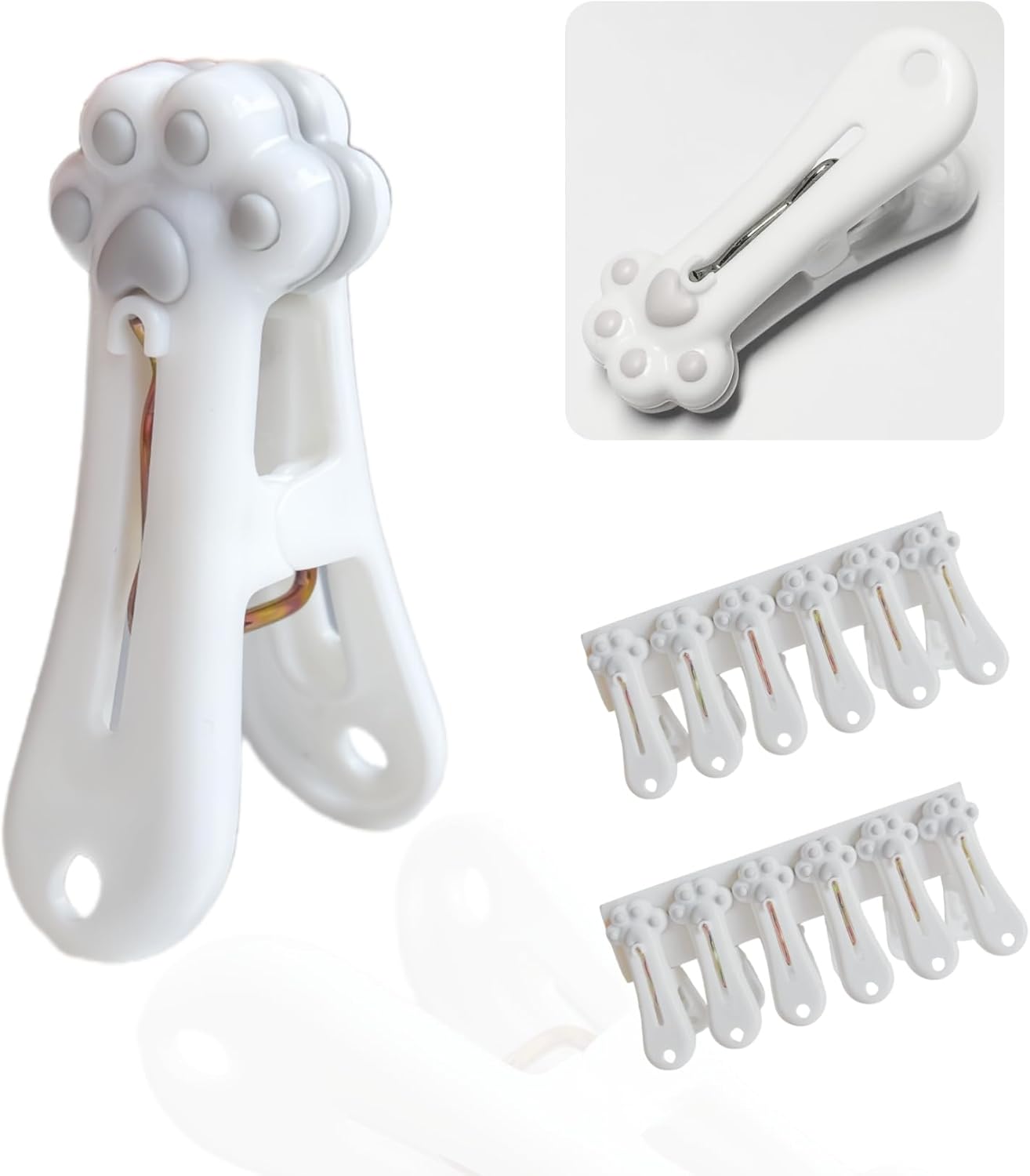 Plastic Clothespins Laundry Clothes Pins-24 Pack, Traceless Clothes Pegs, Bag Clips, Food Package Clip, with Cute Cat Claw Pattern