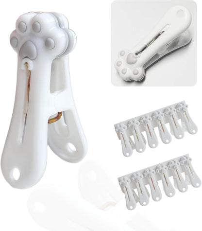 Plastic Clothespins Laundry Clothes Pins-24 Pack, Traceless Clothes Pegs, Bag Clips, Food Package Clip, with Cute Cat Claw Pattern