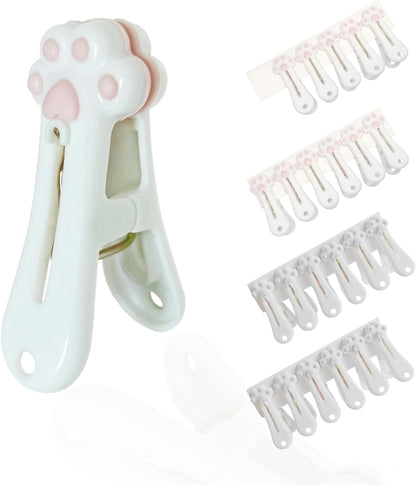 Plastic Clothespins Laundry Clothes Pins-24 Pack, Traceless Clothes Pegs, Bag Clips, Food Package Clip, with Cute Cat Claw Pattern