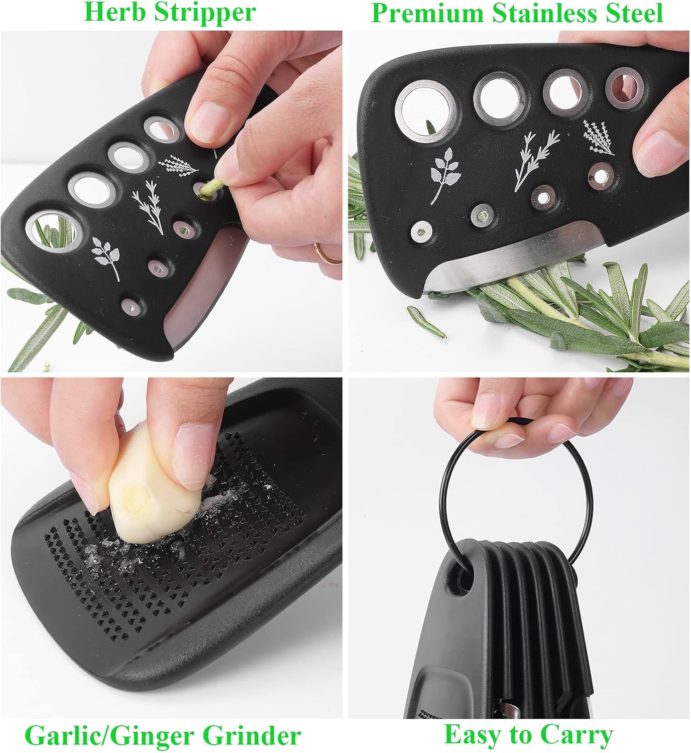 Kitchen Gadgets Set 6 Pieces, Space Saving Cooking Tools Kitchen Accessories-Garlic Grinder, Cheese Grater, Vegetable Peeler, Pizza Cutter, Herb Stripper, Bottle Opener, Gadgets Gift Set (Red)