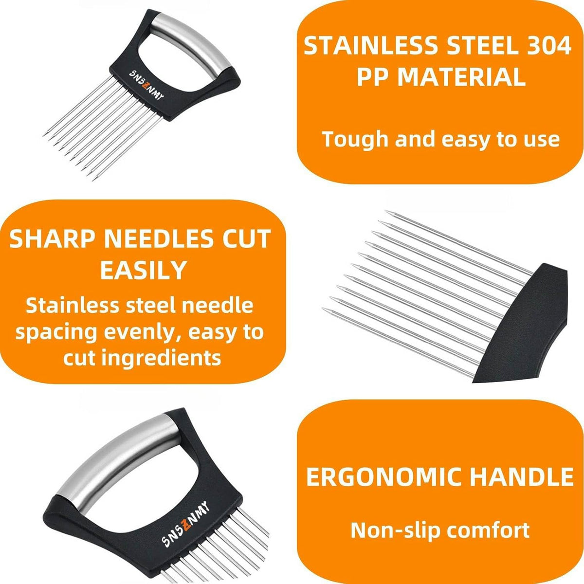 Onion Holder for Slicing, Upgrade Stainless Steel Onion Slicer Holder Lemon Slicer Vegetable Cutter, Assistant Tool for Slicing Fruit, Potato, Tomato and Meat