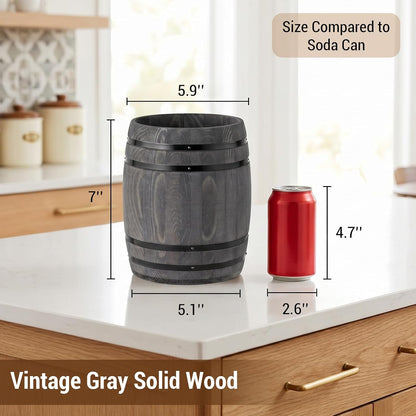 MyGift Wine Barrel Design Kitchen Utensil Crock, Vintage Rustic Burnt Wood Cooking Tool Holder | Vintage Farmhouse Style Cooking Tool Storage Holder for spatulas, spoons, whisks, and accessories, Countertop Organizer