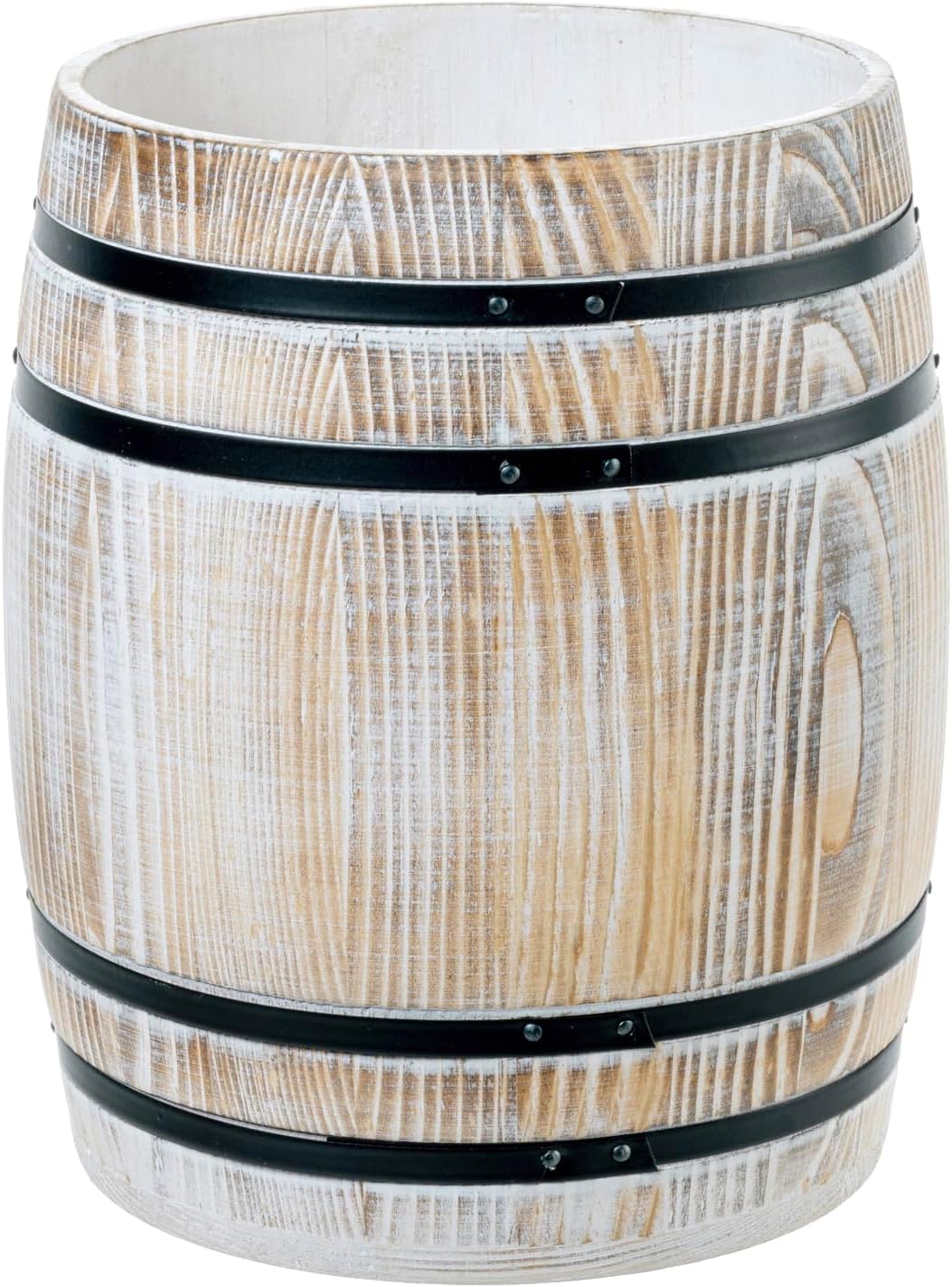 MyGift Wine Barrel Design Kitchen Utensil Crock, Vintage Rustic Burnt Wood Cooking Tool Holder | Vintage Farmhouse Style Cooking Tool Storage Holder for spatulas, spoons, whisks, and accessories, Countertop Organizer