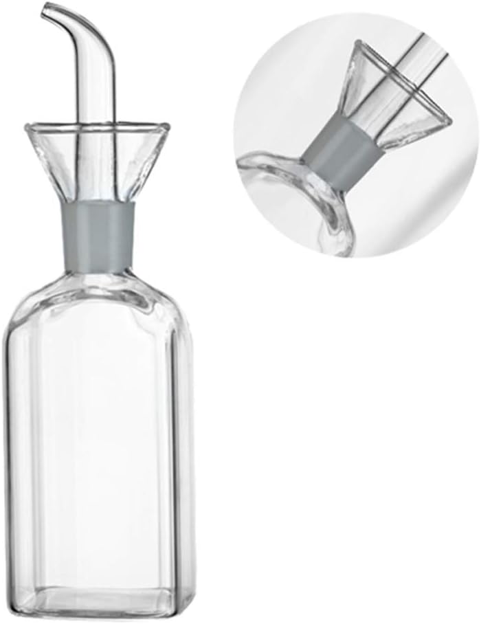 Oil Bottle Glass Olive Oil Dispenser Bottle Glass Cooking Oil Vinegar Measuring Dispenser With Spout for Kitchen and BBQ (125ml/4.27oz)
