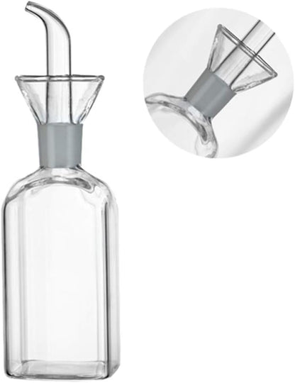 Oil Bottle Glass Olive Oil Dispenser Bottle Glass Cooking Oil Vinegar Measuring Dispenser With Spout for Kitchen and BBQ (125ml/4.27oz)