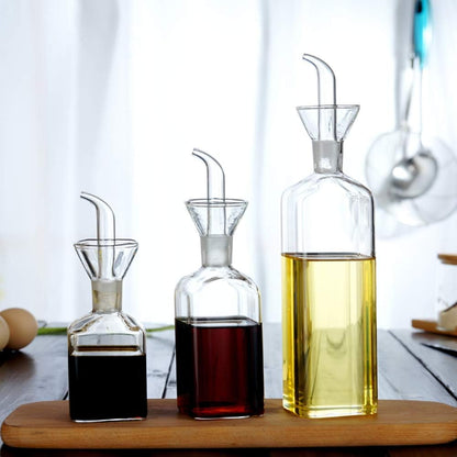 Oil Bottle Glass Olive Oil Dispenser Bottle Glass Cooking Oil Vinegar Measuring Dispenser With Spout for Kitchen and BBQ (125ml/4.27oz)