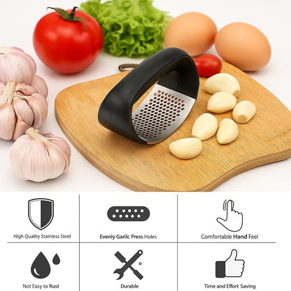 ® Stainless Steel Garlic Press Rocker – Effortless Garlic Crusher & Mincer with Ergonomic Grip | Rust-Proof, Dishwasher Safe Garlic Tool for Home & Kitchen