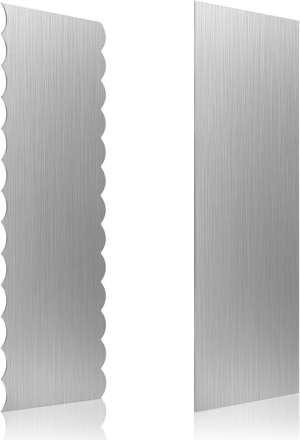 2 Pcs Stainless Steel Cake Scraper, 8.6-inch Double Sided Patterned Edge Stripe Edge Smoother Scraper, Cake Decorating Comb Metal Cake Scraper for Butter Mousse Cream Decoration