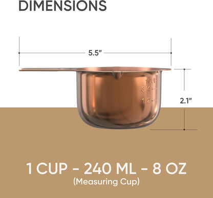 Color Up 2 Cup Measuring Cup, 480ml Stainless Steel Metal, Easy-Pour Spouts, Engraved Markings, Flat Base, Dishwasher Safe, for Dry and Liquid Ingredients