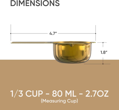 Color Up 2 Cup Measuring Cup, 480ml Stainless Steel Metal, Easy-Pour Spouts, Engraved Markings, Flat Base, Dishwasher Safe, for Dry and Liquid Ingredients