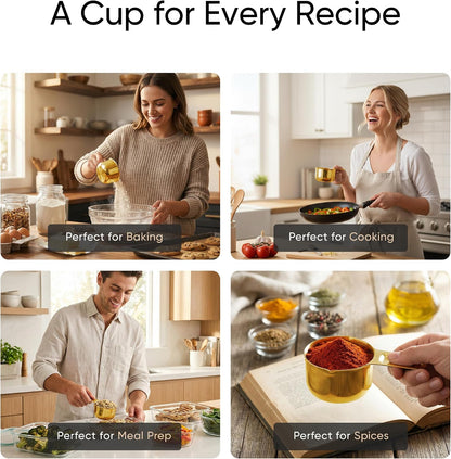 Color Up 2 Cup Measuring Cup, 480ml Stainless Steel Metal, Easy-Pour Spouts, Engraved Markings, Flat Base, Dishwasher Safe, for Dry and Liquid Ingredients