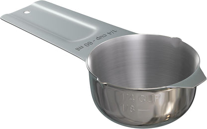 Color Up 2 Cup Measuring Cup, 480ml Stainless Steel Metal, Easy-Pour Spouts, Engraved Markings, Flat Base, Dishwasher Safe, for Dry and Liquid Ingredients