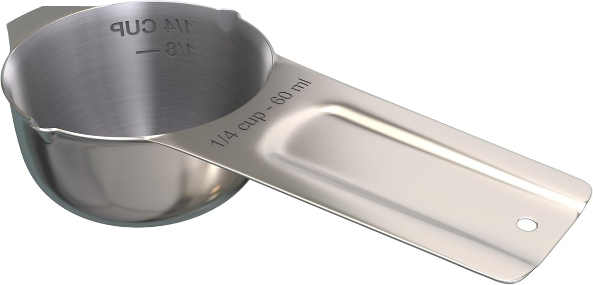 Color Up 2 Cup Measuring Cup, 480ml Stainless Steel Metal, Easy-Pour Spouts, Engraved Markings, Flat Base, Dishwasher Safe, for Dry and Liquid Ingredients