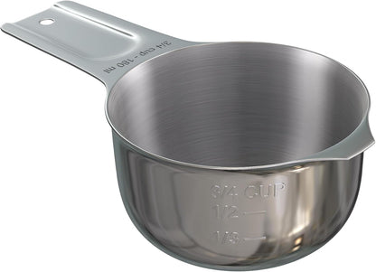 Color Up 2 Cup Measuring Cup, 480ml Stainless Steel Metal, Easy-Pour Spouts, Engraved Markings, Flat Base, Dishwasher Safe, for Dry and Liquid Ingredients