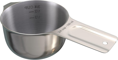 Color Up 2 Cup Measuring Cup, 480ml Stainless Steel Metal, Easy-Pour Spouts, Engraved Markings, Flat Base, Dishwasher Safe, for Dry and Liquid Ingredients