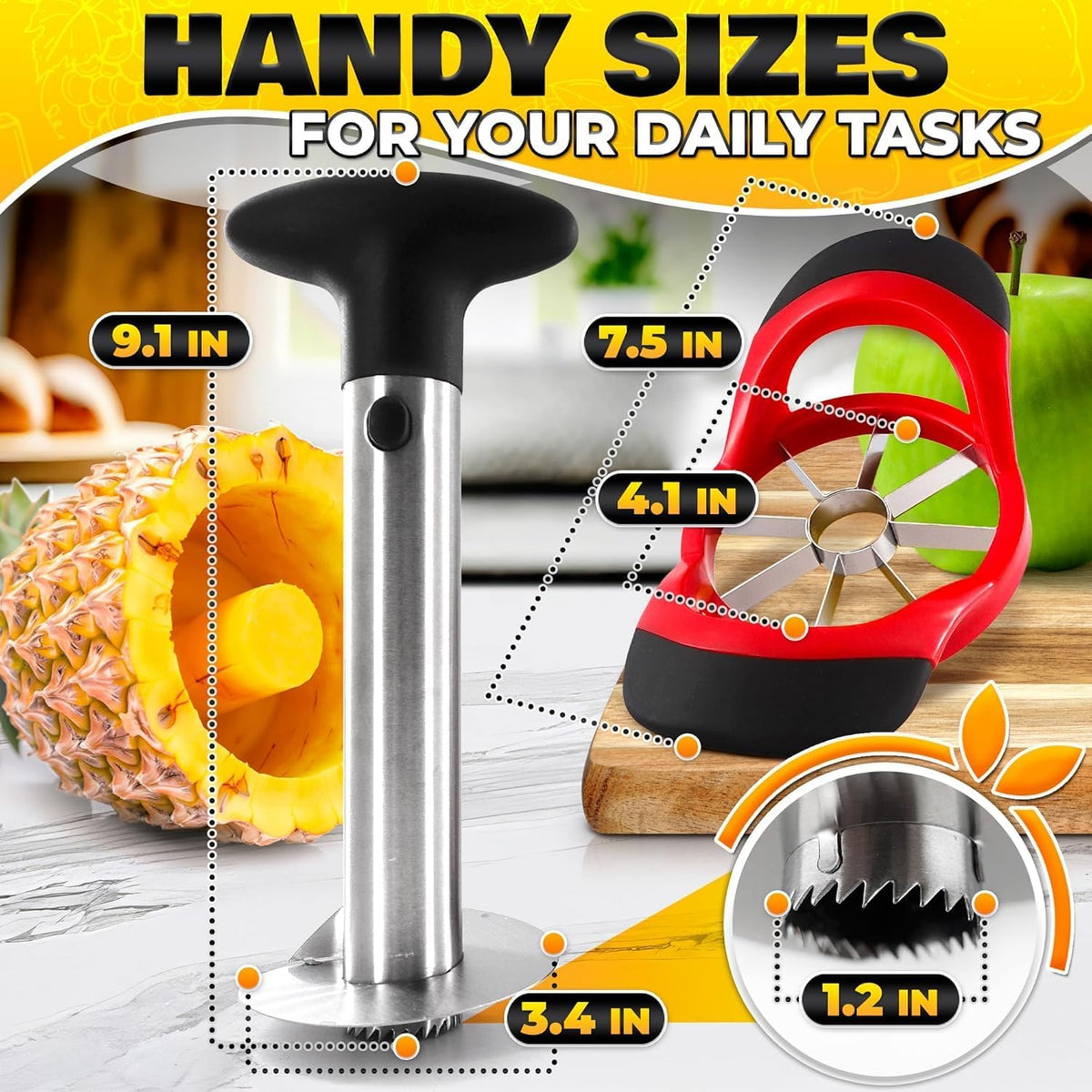 Apple Corer Tool, Stainless Steel Core Remover for Fruit, 7.3 Inches