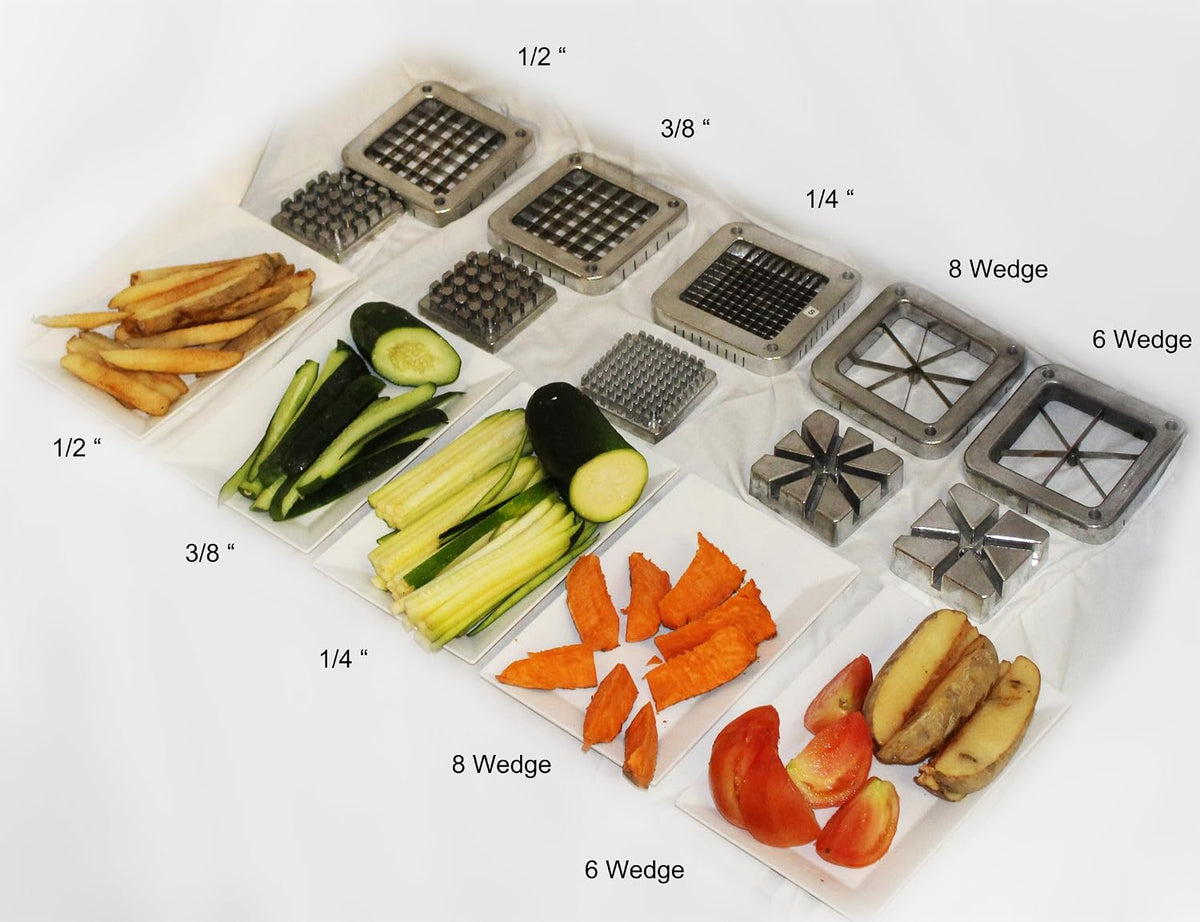 Duty Commercial Grade French Fry Cutter Replacement Blades includes 1/2, 1/4 and 3/8 Dicer Blades and Blocks and 6 plus 8 wedge blades and blocks